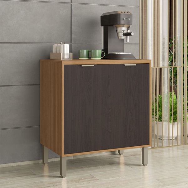 Balcão de Cozinha 80 Cm Colors 2 Portas 100% Mdf Freijó/Nogueira Bourbon - Kits Paraná