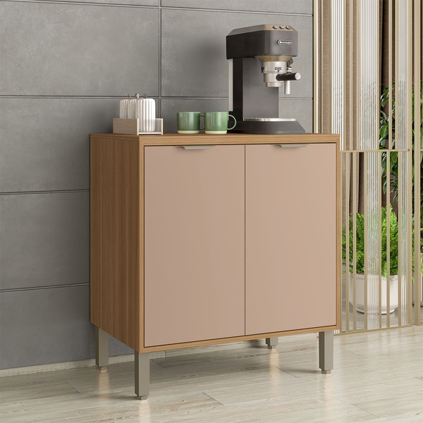 Balcão de Cozinha 80 Cm Colors 2 Portas 100% Mdf Freijó/Pinole - Kits Paraná