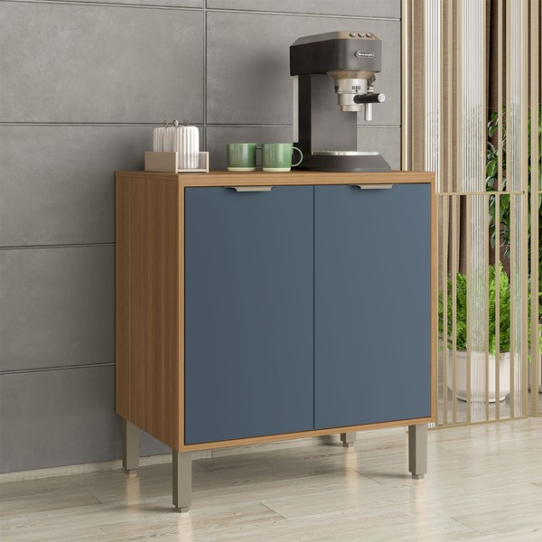 Balcão de Cozinha 80 Cm Colors 2 Portas 100% Mdf Freijó/Azul Secreto - Kits Paraná