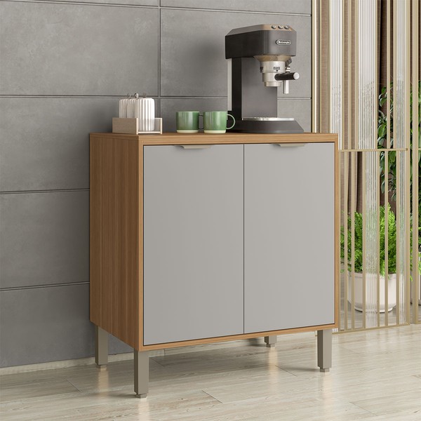 Balcão de Cozinha 80 Cm Colors 2 Portas 100% Mdf Freijó/Cinza Chalck - Kits Paraná