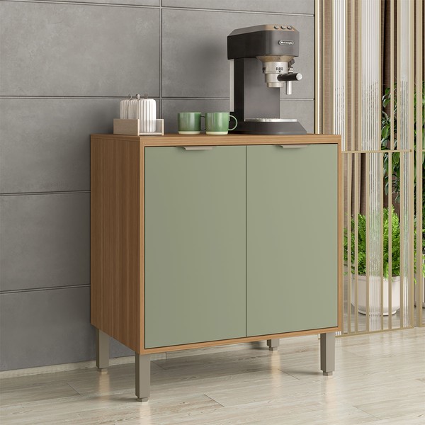 Balcão de Cozinha 80 Cm Colors 2 Portas 100% Mdf Freijó/Alecrim - Kits Paraná