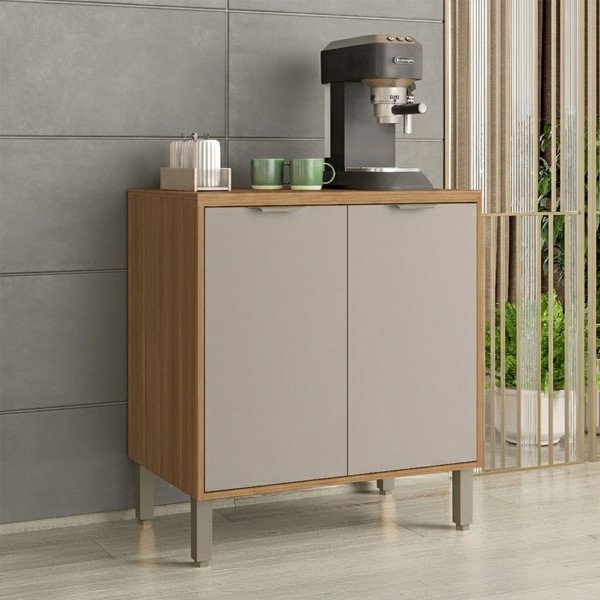 Balcão de Cozinha 80 Cm Colors 2 Portas 100% Mdf Freijó/Cinza Níquel - Kits Paraná