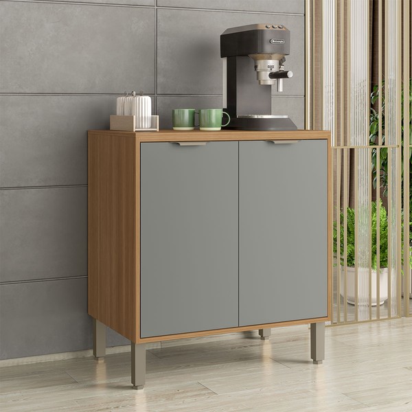 Balcão de Cozinha 80 Cm Colors 2 Portas 100% Mdf Freijó/Moss - Kits Paraná