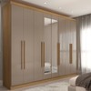 Guarda-Roupa Casal Ele e Ela 8 Portas 8 Prateleiras com Espelho Cinamomo/Cappuccino - Panorama Móveis