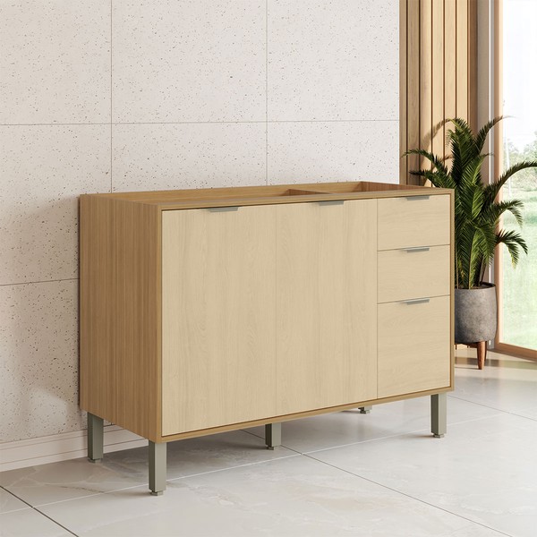 Balcão de Cozinha para Pia 120 Cm Colors 3 Portas 2 Gavetas 100% Mdf Freijó/Oásis - Kits Paraná