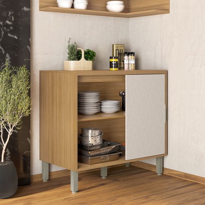 Balcão de Cozinha 94 Cm Colors 1 Porta 100% Mdf Freijó/Nazca - Kits Paraná