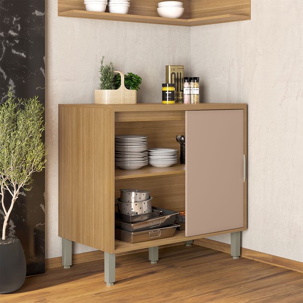 Balcão de Cozinha 94 Cm Colors 1 Porta 100% Mdf Freijó/Pinole - Kits Paraná