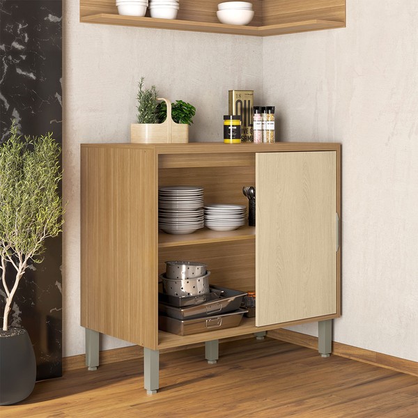 Balcão de Cozinha 94 Cm Colors 1 Porta 100% Mdf Freijó/Oásis - Kits Paraná