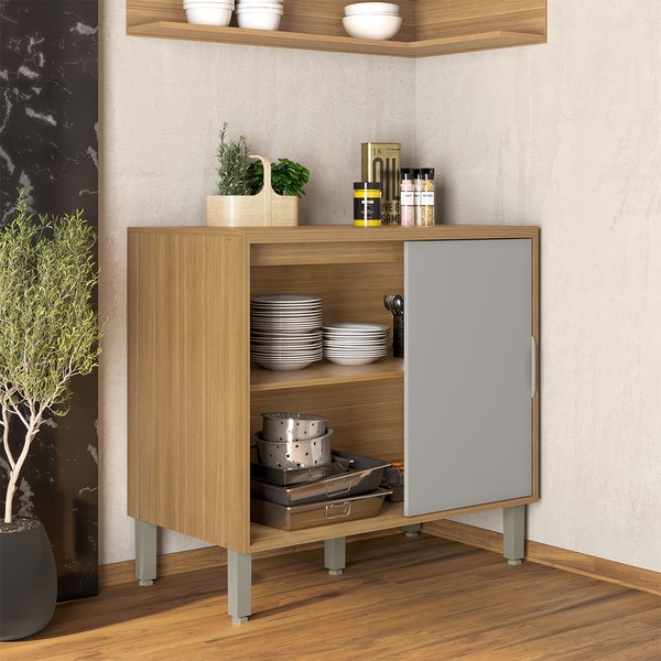 Balcão de Cozinha 94 Cm Colors 1 Porta 100% Mdf Freijó/Cinza Chalck - Kits Paraná