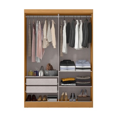Guarda-Roupa Casal Quioto 2 Portas 2 Gavetas Cinamomo/Off White - Mx Móveis