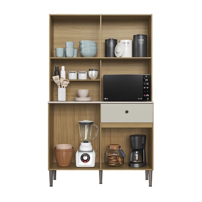 Armário de Cozinha 4 Portas 1 Gaveta Ac3410 Ipê/Cristalo - Decibal