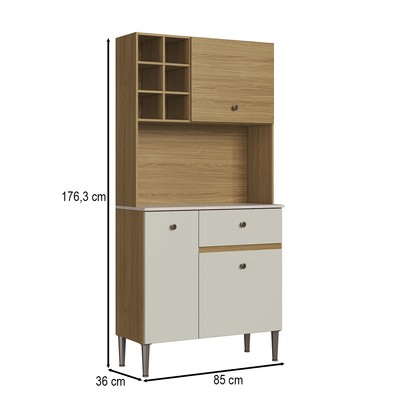 Armário de Cozinha 3 Portas 1 Gaveta Ac3311 Ipê/Cristalo - Decibal