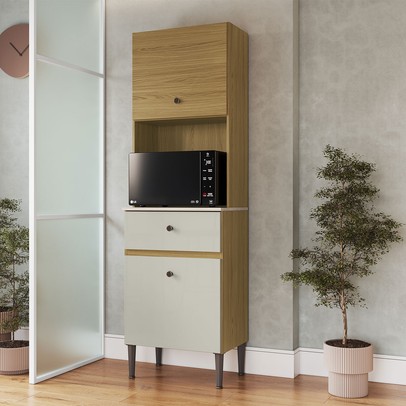 Torre Quente 2 Portas 1 Gaveta Ac3210 Ipê/Cristalo - Decibal