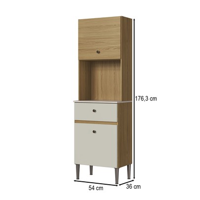 Torre Quente 2 Portas 1 Gaveta Ac3210 Ipê/Cristalo - Decibal