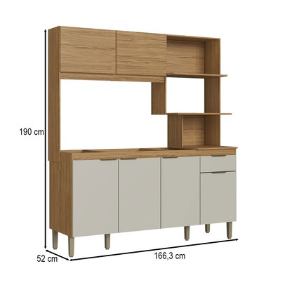 Cozinha Compacta 6 Portas 1 Gaveta Co1610 Naturalle/Cristalo - Decibal