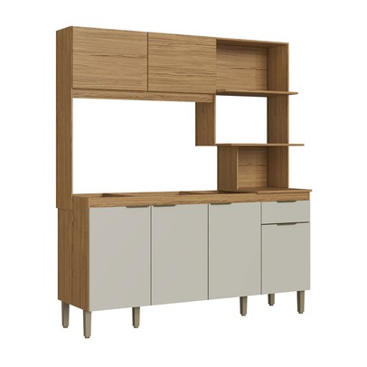 Cozinha Compacta 6 Portas 1 Gaveta Co1610 Naturalle/Cristalo - Decibal