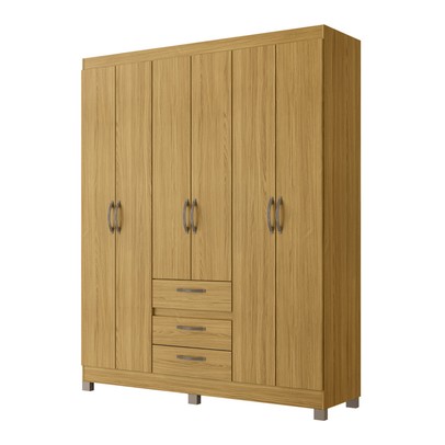 Guarda-Roupa Casal 6 Portas 3 Gavetas Rp3638 Ipê - Decibal