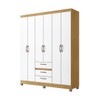 Guarda-Roupa Casal 6 Portas 3 Gavetas Rp3638 Ipê/Branco - Decibal