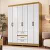 Guarda-Roupa Casal 6 Portas 3 Gavetas Rp3638 Ipê/Branco - Decibal