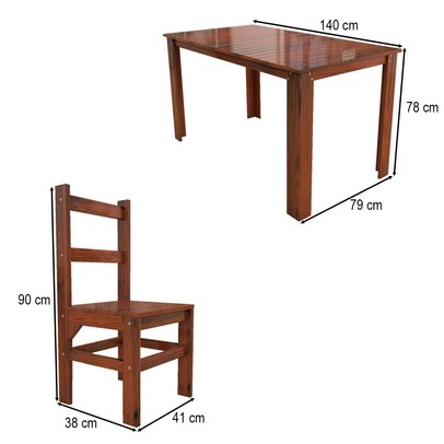 Mesa de Jantar 6 Lugares Rústico Madeira Maciça Mogano - Panorama Móveis