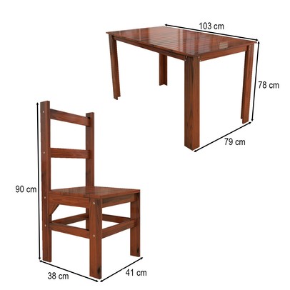 Mesa de Jantar 4 Lugares Rústico Madeira Maciça Mogano - Panorama Móveis