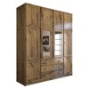 Guarda-Roupa Casal Rústico Madeira Maciça 10 Portas 3 Gavetas com Espelho Castanho - Panorama Móveis
