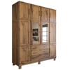 Guarda-Roupa Casal Rústico Madeira Maciça 10 Portas 3 Gavetas com Espelho e Pés Castanho - Panorama Móveis