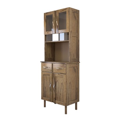 Armário de Cozinha 4 Portas Rústico Madeira Maciça Castanho - Panorama Móveis