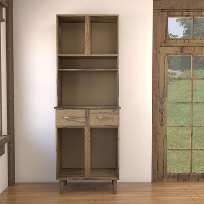 Armário de Cozinha 4 Portas Rústico Madeira Maciça Castanho - Panorama Móveis