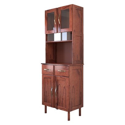 Armário de Cozinha 4 Portas Rústico Madeira Maciça Mogano - Panorama Móveis