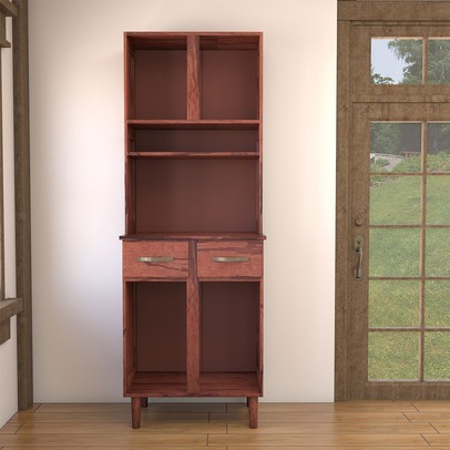 Armário de Cozinha 4 Portas Rústico Madeira Maciça Mogano - Panorama Móveis