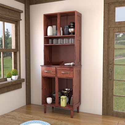 Armário de Cozinha 4 Portas Rústico Madeira Maciça Mogano - Panorama Móveis