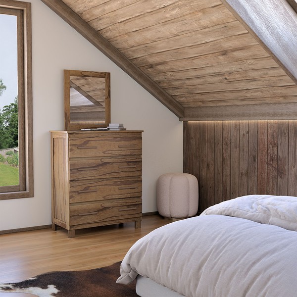 Cômoda Rústica 4 Gavetas Madeira Maciça Castanho - Panorama Móveis