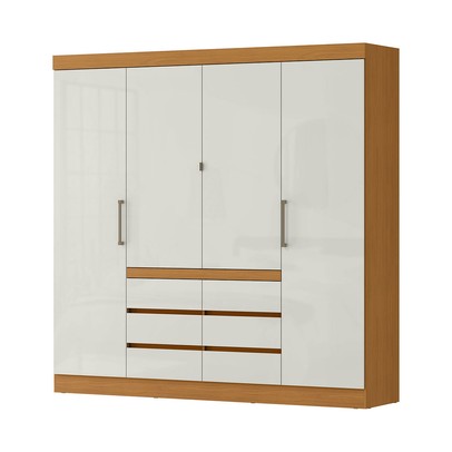 Guarda Roupa Casal Medina 4 Portas 6 Gavetas Cinamomo/Off White - Mx Móveis