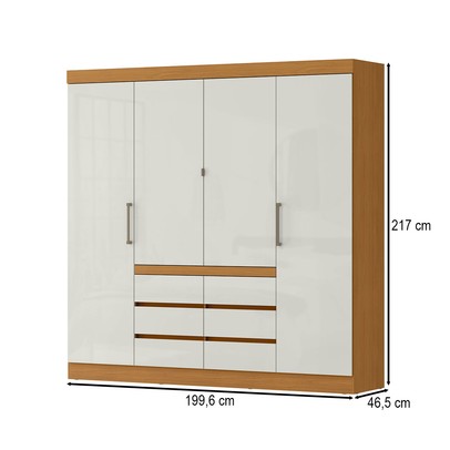 Guarda Roupa Casal Medina 4 Portas 6 Gavetas Cinamomo/Off White - Mx Móveis