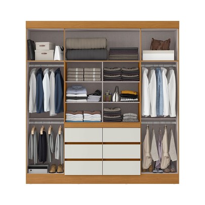 Guarda Roupa Casal Medina 4 Portas 6 Gavetas Cinamomo/Off White - Mx Móveis