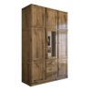 Guarda-Roupa Solteiro Rústico 8 Portas 3 Gavetas Madeira Maciça com Espelho Castanho - Panorama Móveis