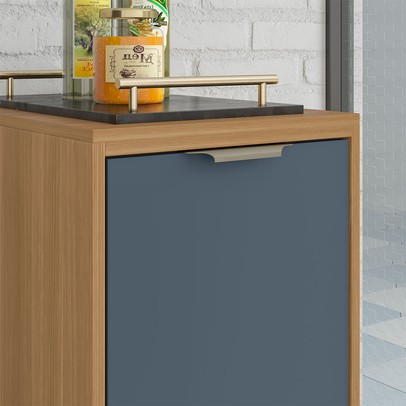 Balcão de Cozinha 40 Cm Colors 1 Porta 100% Mdf Freijó/Azul Secreto - Kits Paraná