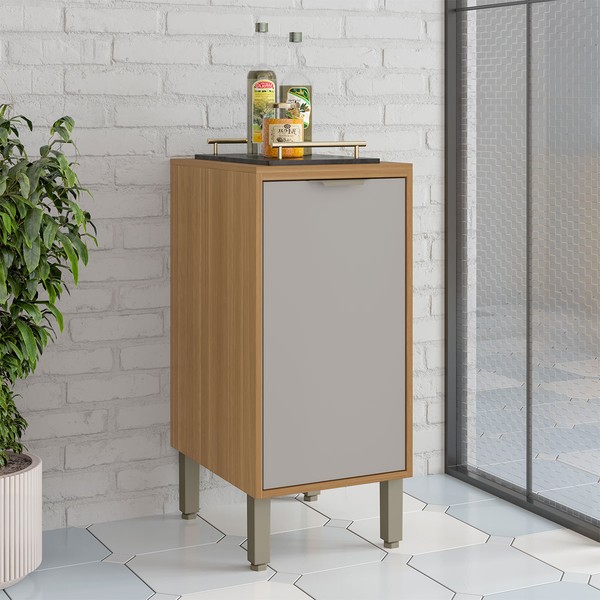 Balcão de Cozinha 40 Cm Colors 1 Porta 100% Mdf Freijó/Cinza Chalck - Kits Paraná