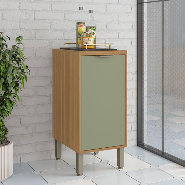 Balcão de Cozinha 40 Cm Colors 1 Porta 100% Mdf Freijó/Alecrim - Kits Paraná