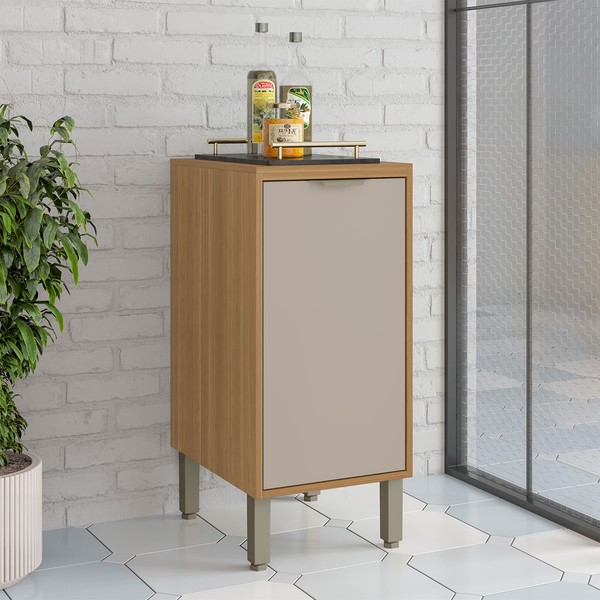 Balcão de Cozinha 40 Cm Colors 1 Porta 100% Mdf Freijó/Níquel - Kits Paraná