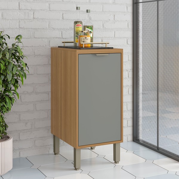 Balcão de Cozinha 40 Cm Colors 1 Porta 100% Mdf Freijó/Moss - Kits Paraná