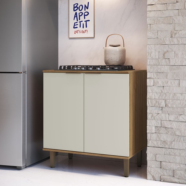 Balcão de Cozinha 80 Cm Florença Naturalle/Sabbia - Decibal