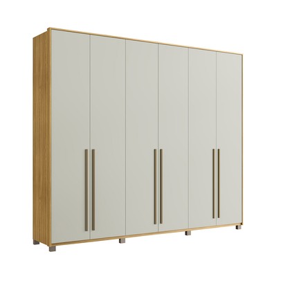 Guarda-Roupa Casal Pervoi 6 Portas 4 Gavetas Ipê/Sabbia - Decibal