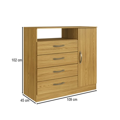 Cômoda 1 Porta 4 Gavetas Cm4143 Ipê - Decibal