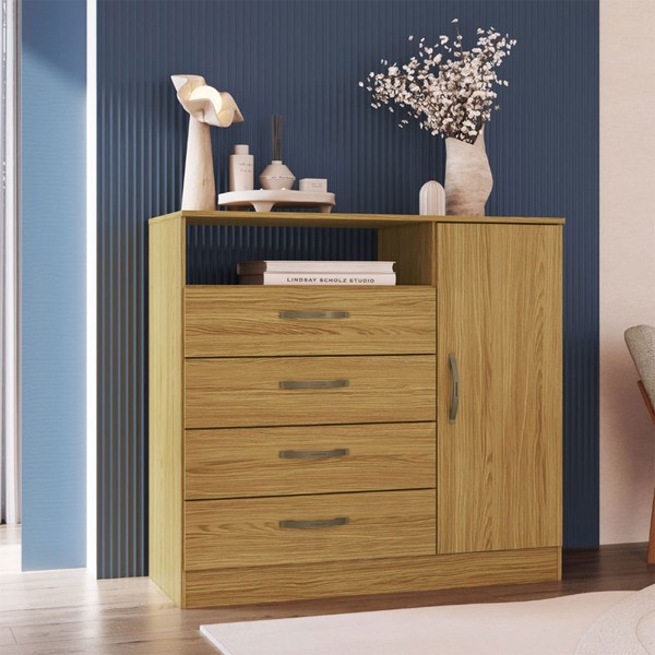 Cômoda 1 Porta 4 Gavetas Cm4143 Ipê - Decibal