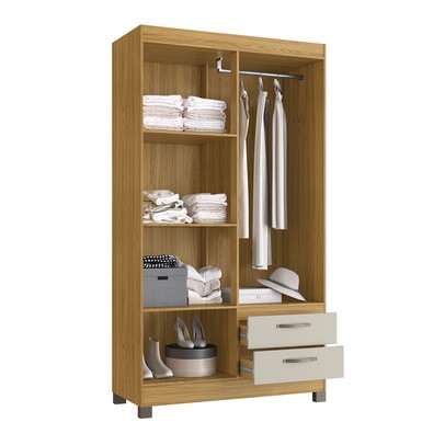 Guarda-Roupa Solteiro 4 Portas 2 Gavetas Rp2426 Ipê/Cristalo - Decibal
