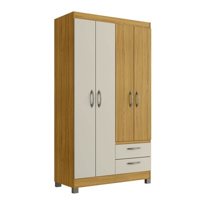 Guarda-Roupa Solteiro 4 Portas 2 Gavetas Rp2426 Ipê/Cristalo - Decibal