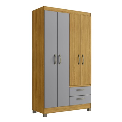 Guarda-Roupa Solteiro 4 Portas 2 Gavetas Rp2426 Ipê/Griseo - Decibal