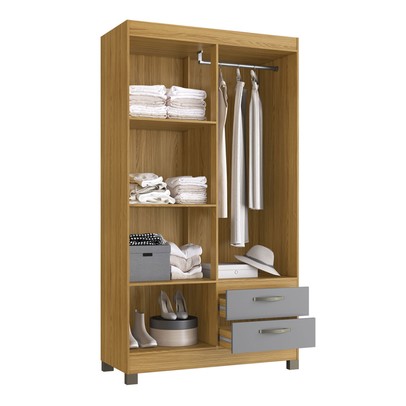 Guarda-Roupa Solteiro 4 Portas 2 Gavetas Rp2426 Ipê/Griseo - Decibal